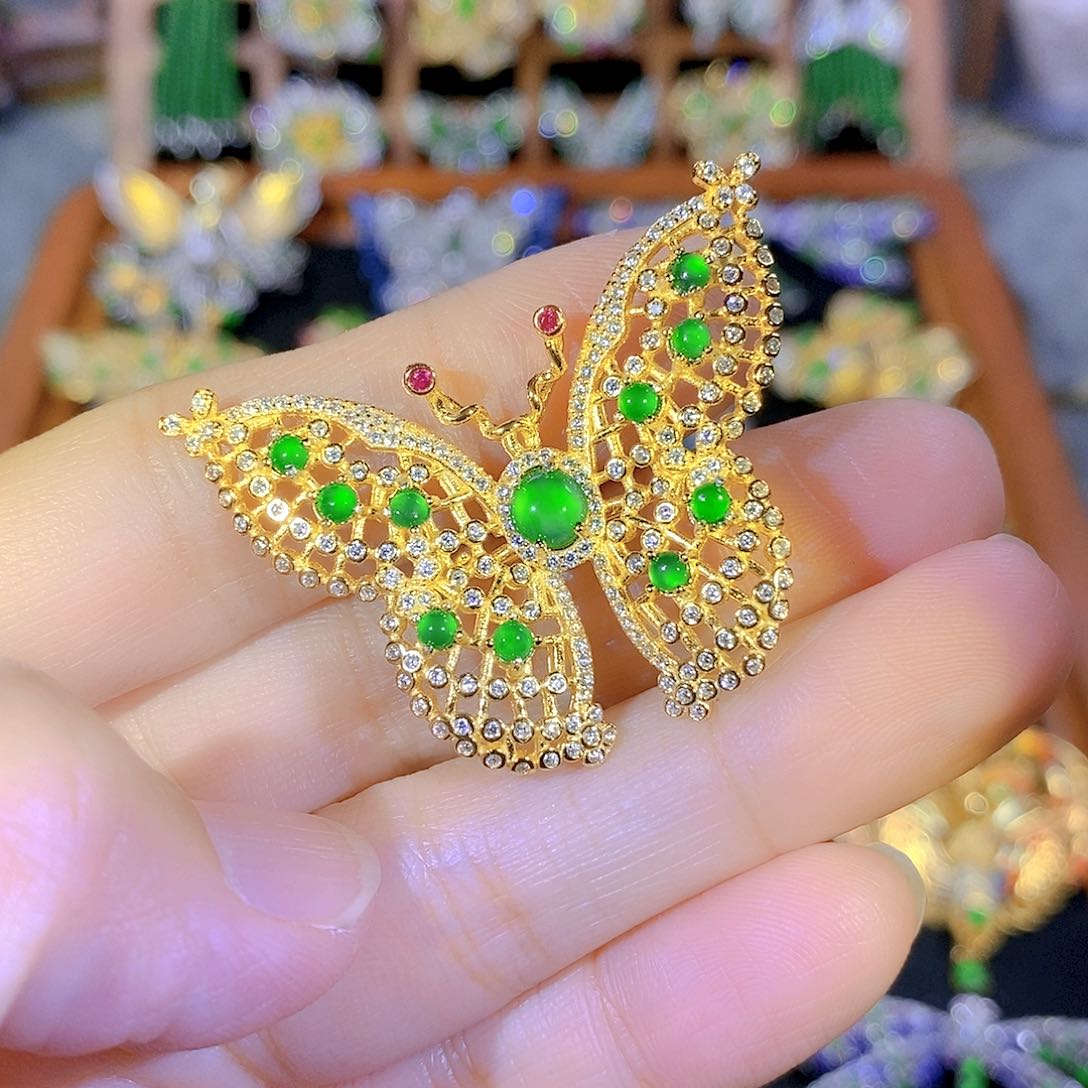 吊坠(不含链)银S925镶嵌翡翠