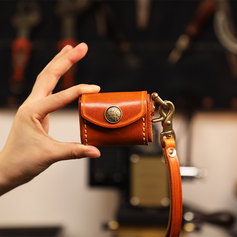 牛二家头层牛皮纯手工苹果AirPods Pro第二代苹果耳机保护套迷你