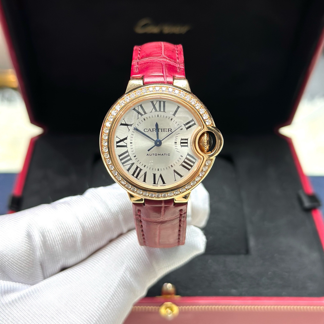99新 Cartier/卡地亚 WJBB0033蓝气球33mm玫金原钻银盘皮带二手21