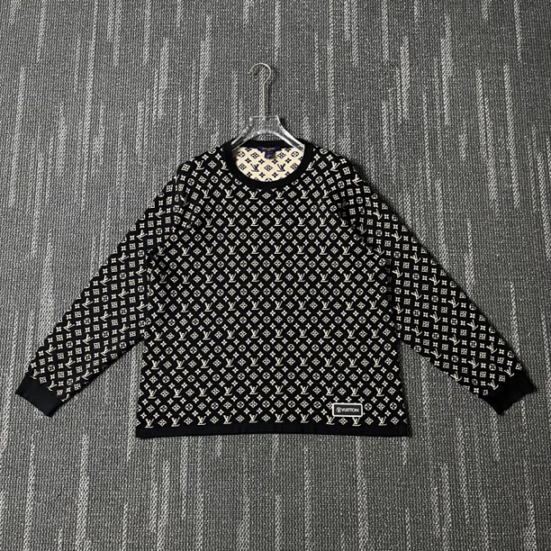 99新 LouisVuitton/路易威登 三花满印桑蚕丝混织卫衣/L码/3496