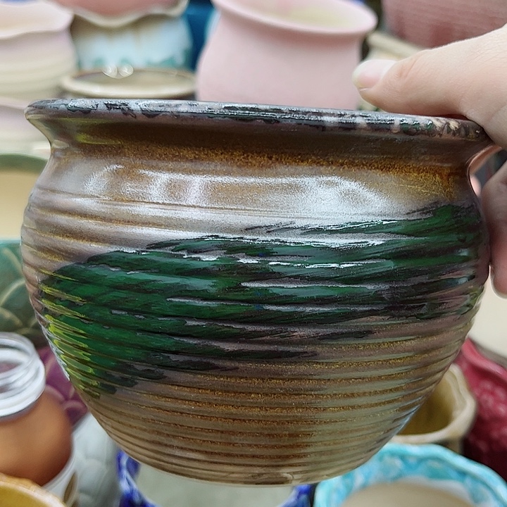 多肉绿植陶瓷花盆9.9包邮，有孔