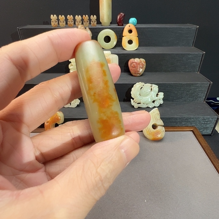 林***子和田玉（糖玉）未镶嵌颈饰北方红山文化时期风格勒子