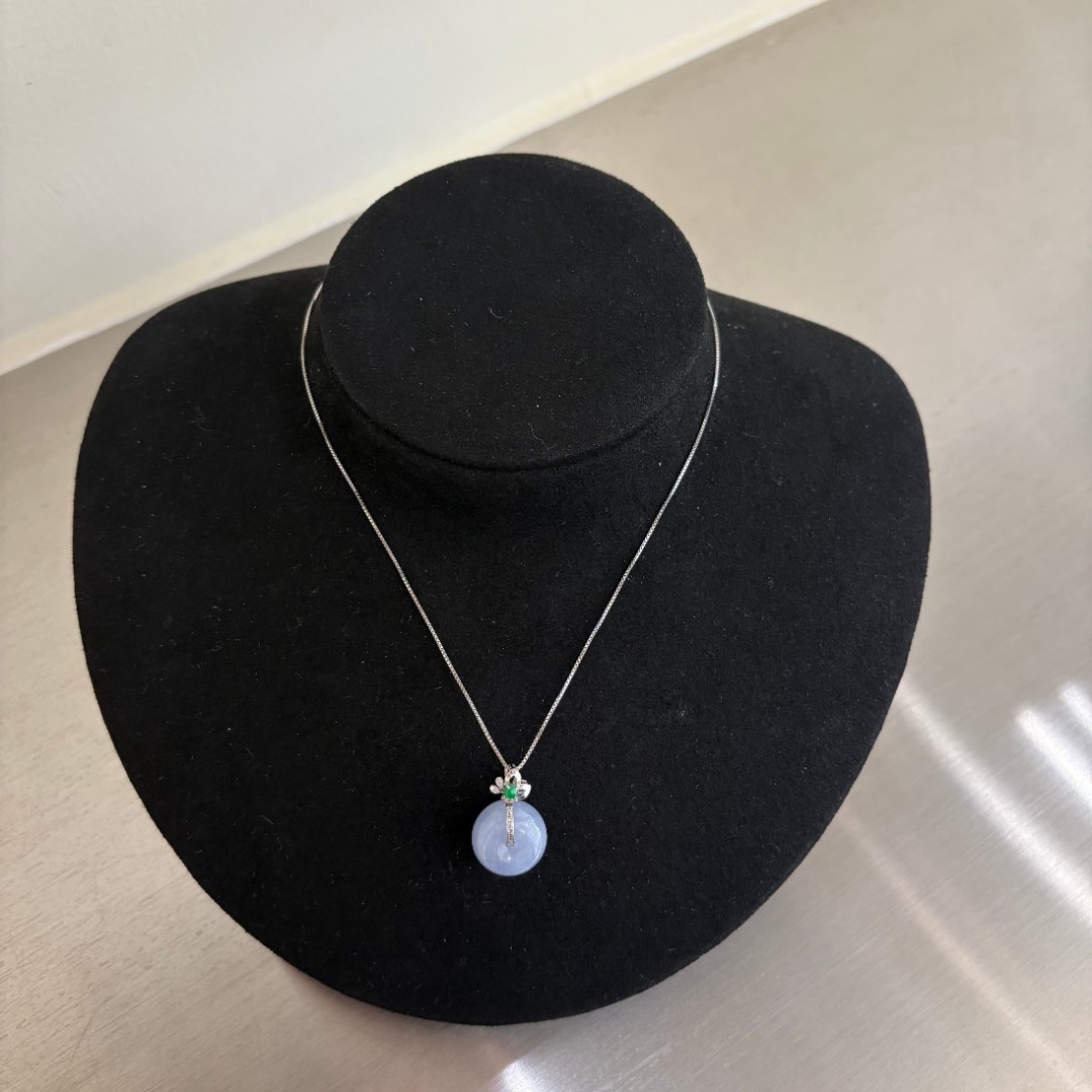 全新未使用 其他 【缅料保a】18k真钻浓紫翡胖平安扣吊坠