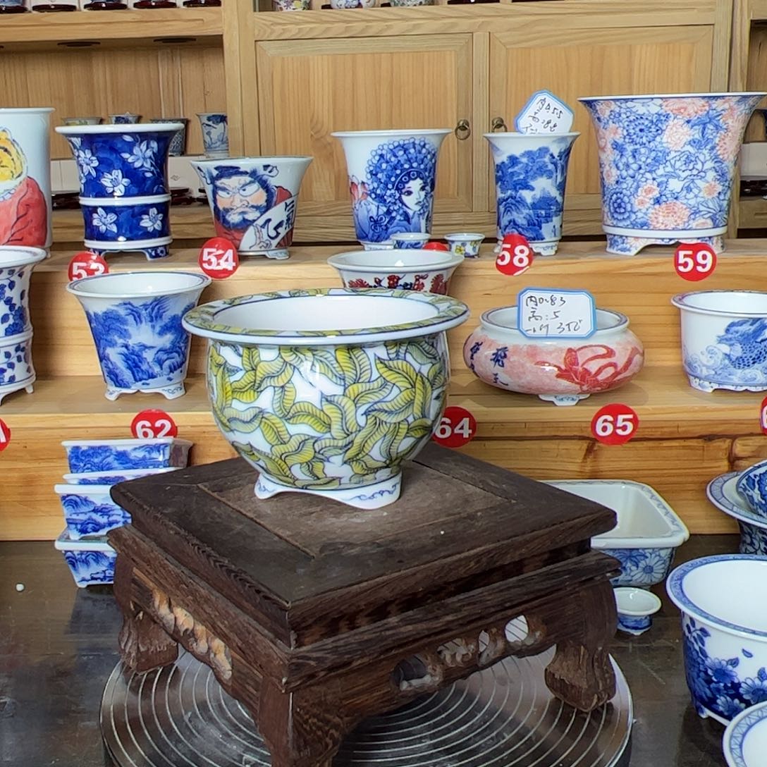 墨奈手绘陶瓷花盆