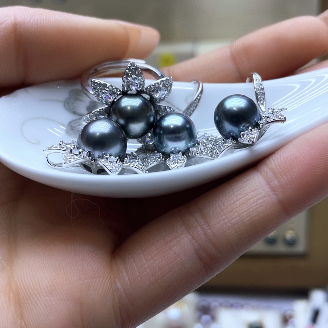 海水珍珠套装银S925镶嵌