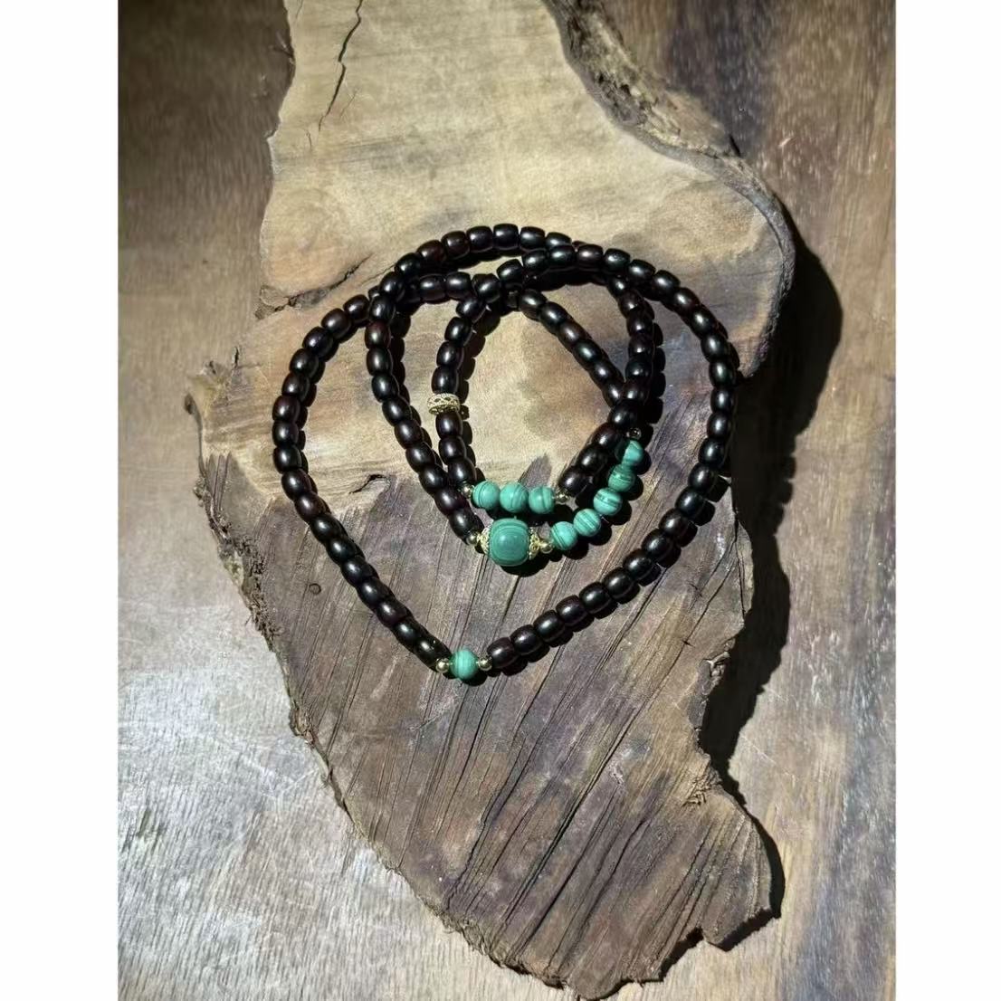 孔雀石+合金+印度小叶紫檀+证书M35（无礼盒）