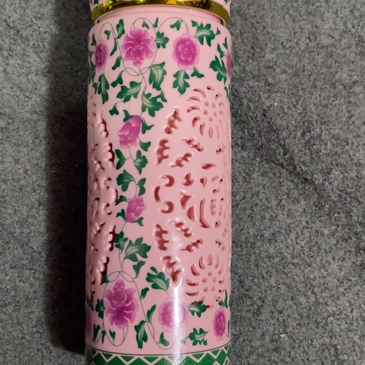 摆件陶红稀土镂空绿叶子保温杯