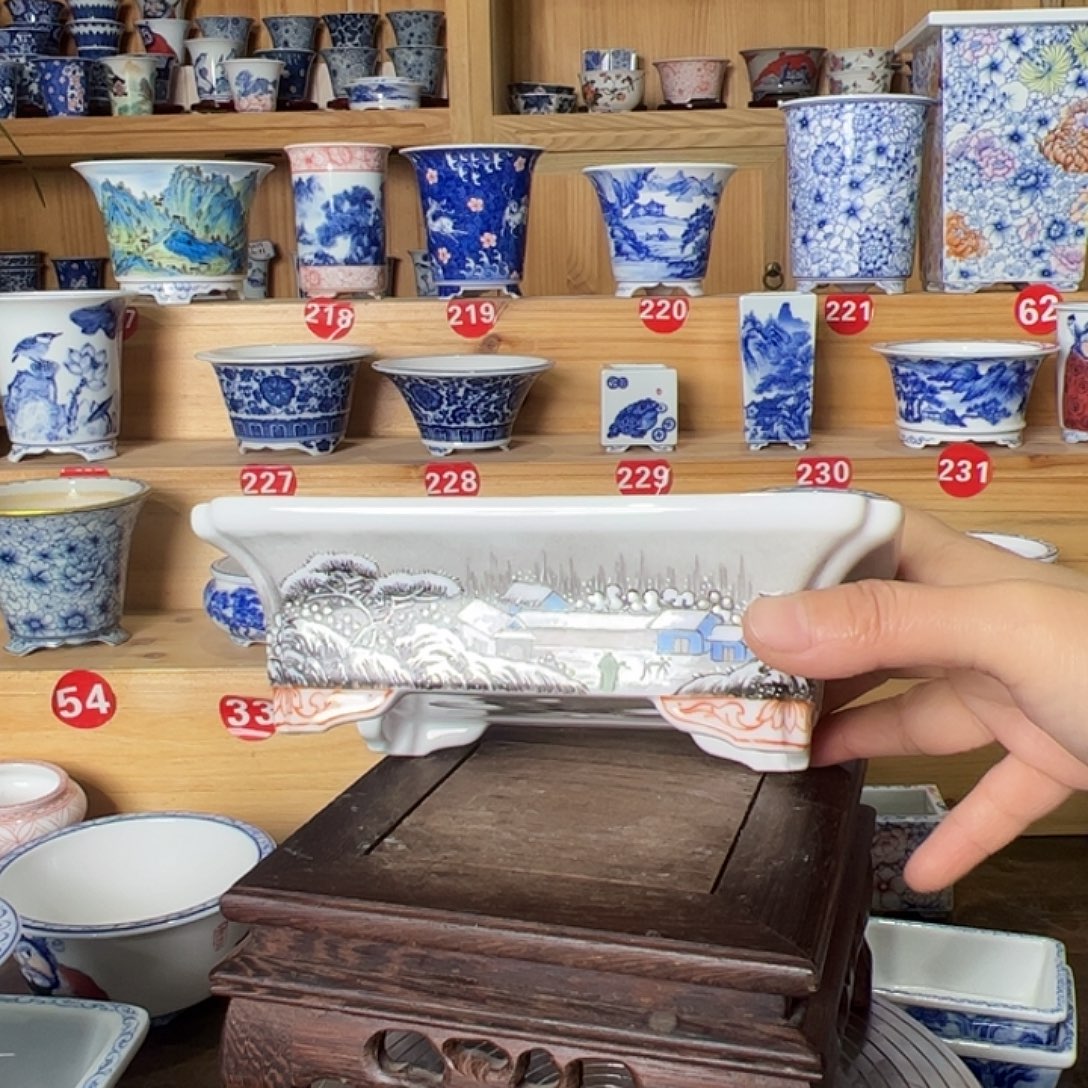 房***逢墨奈手绘陶瓷花盆内口高