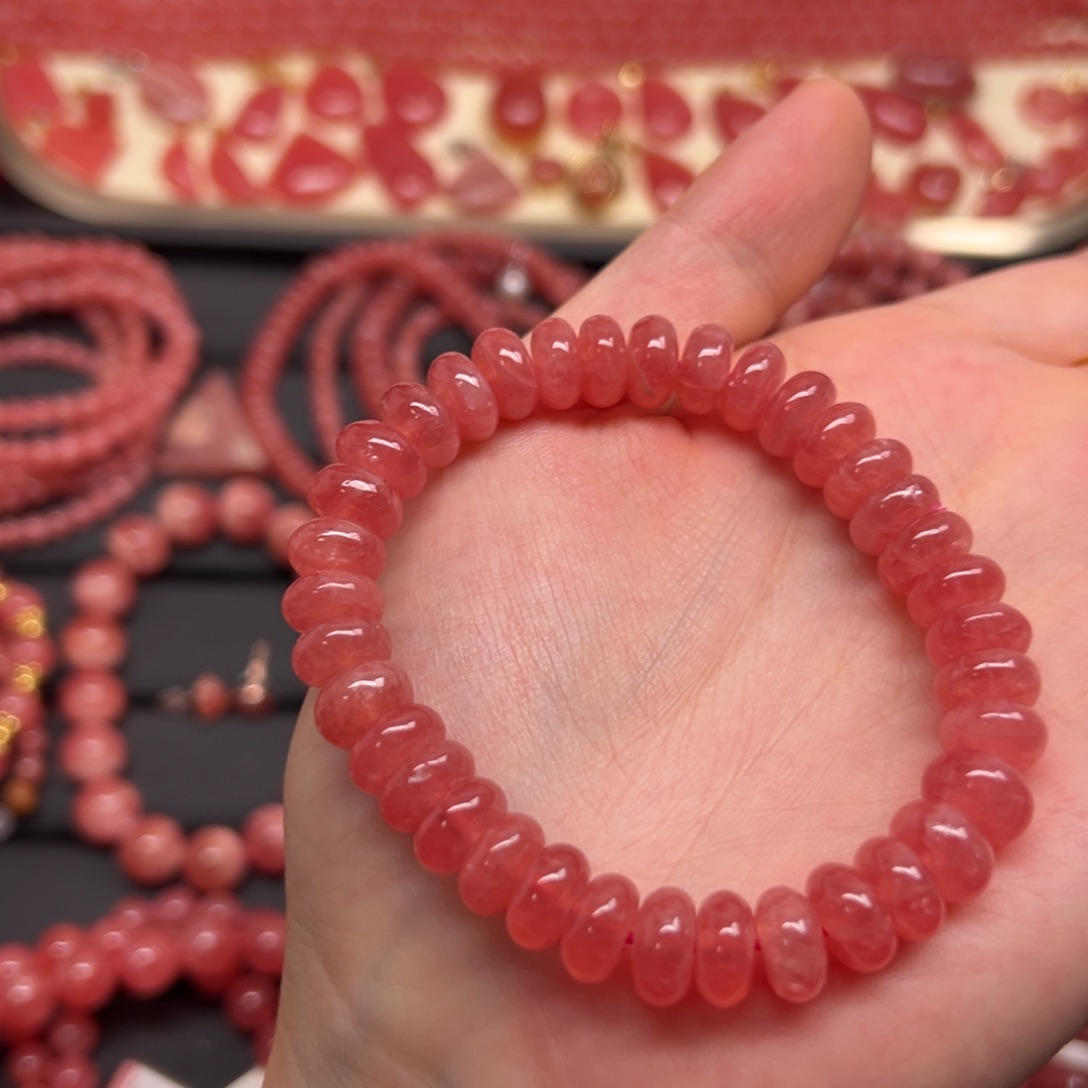 菱锰矿（红纹石）合金手绳