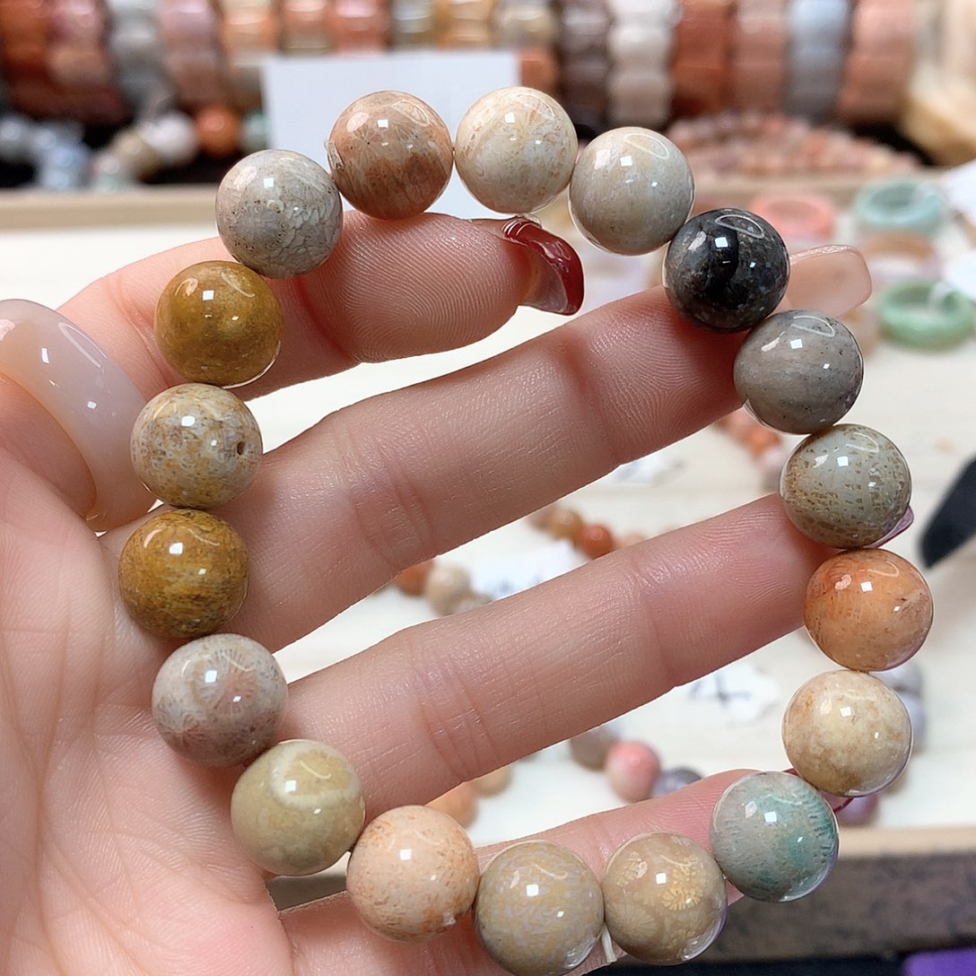 硅化珊瑚（珊瑚玉）手链未镶嵌✺****™676