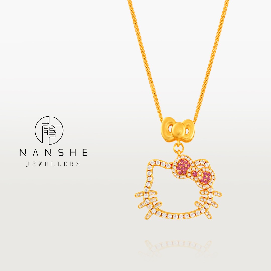 NANSHEN南奢 新中式满镶可爱猫猫少女心项链L1914