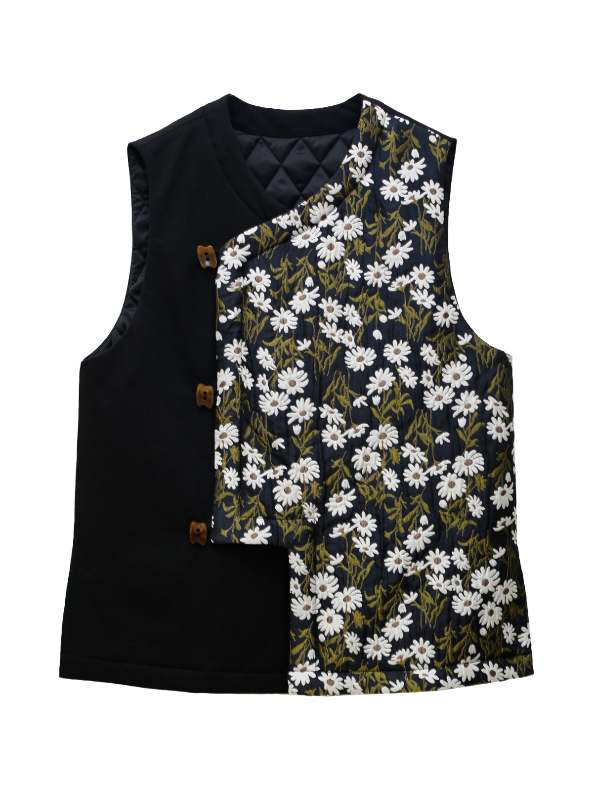 UWW2508023游来「序影」加棉碎花新中式马甲文艺小雏菊拼接棉马夹