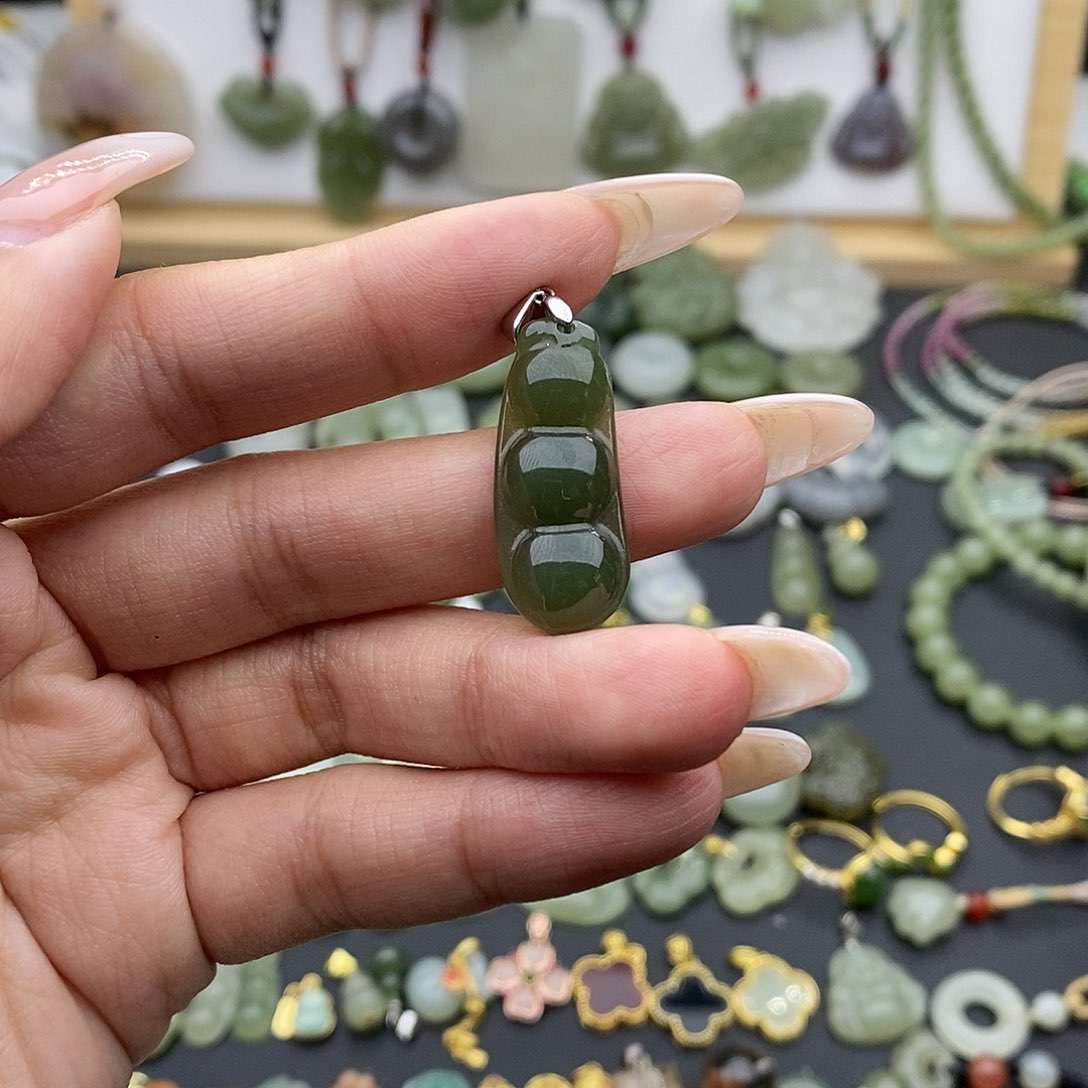 和田玉吊坠(不含链)银S925镶嵌