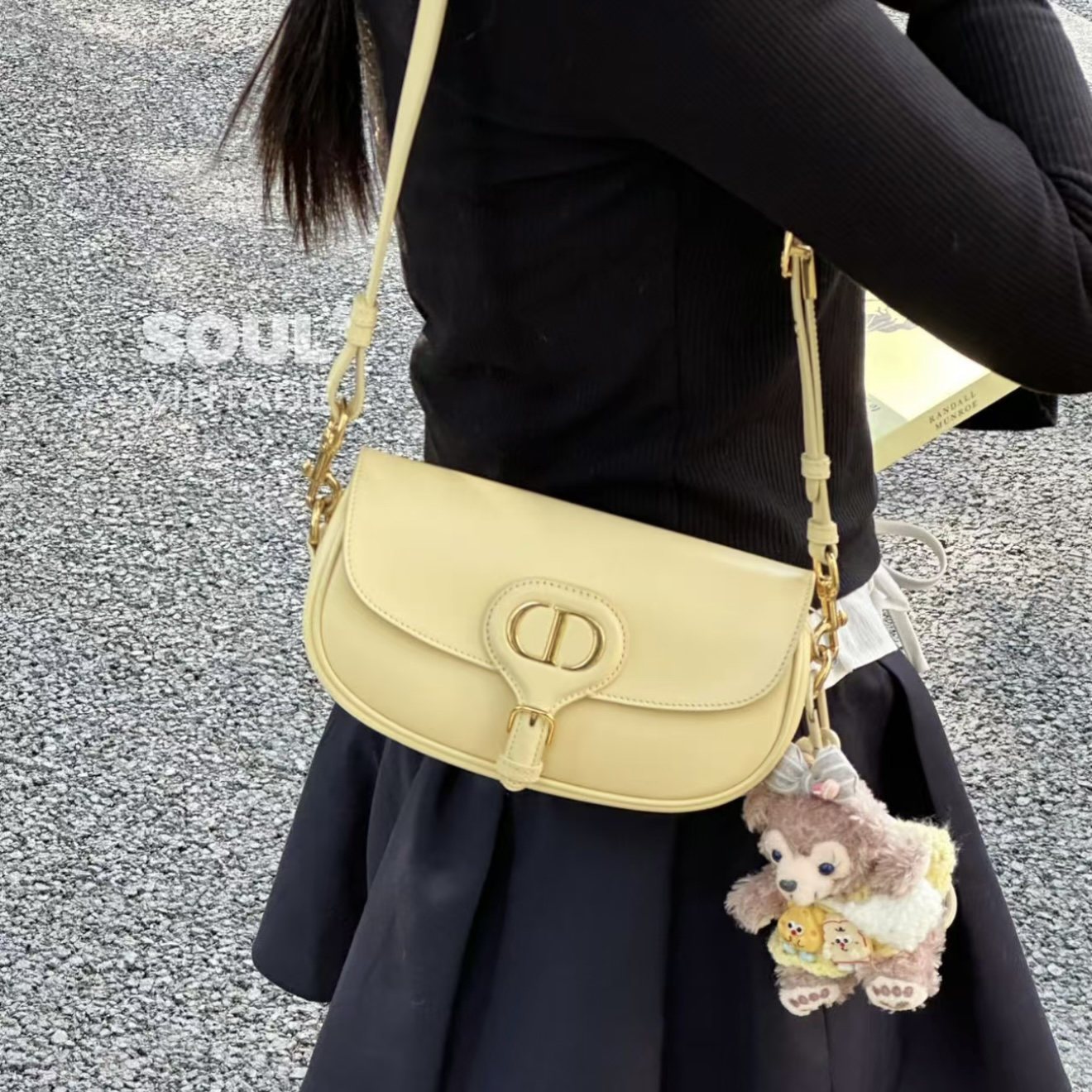 95新 DIOR/迪奥 Dior小鸡黄牛皮bobby eastwest新月包/664039291