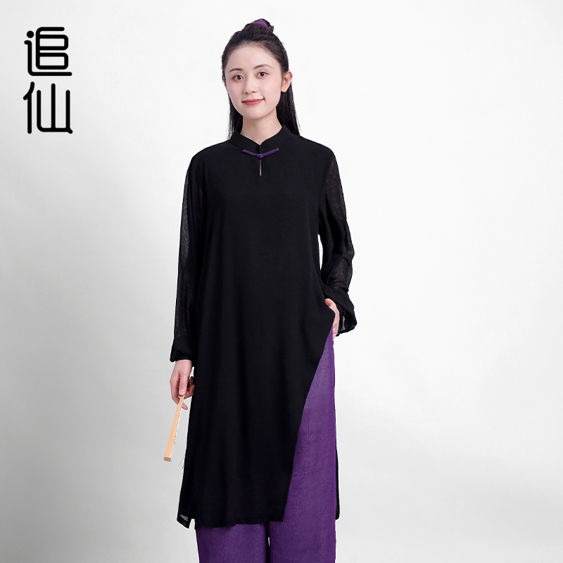 追仙新款夏季套装长款飘逸太极服演出练功气功比赛垂顺舒适柔软