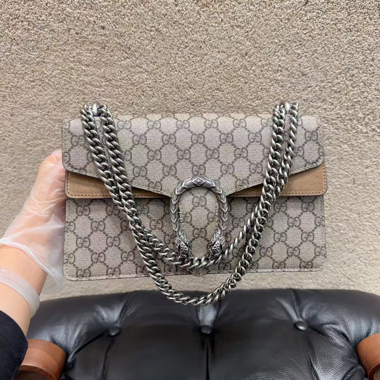 95新 GUCCI/古驰 老花中号酒神单肩斜挎包！尺寸约量: 29*18*9！