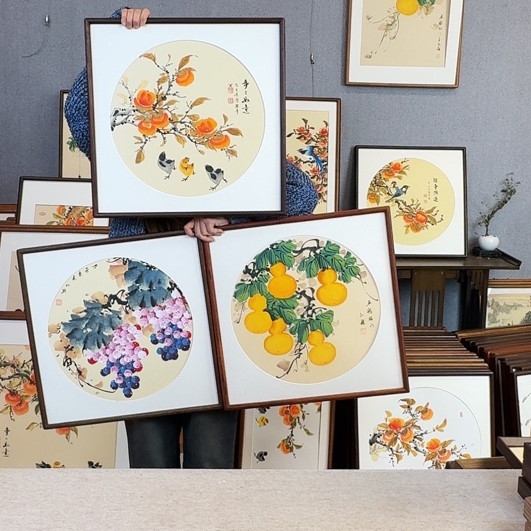 海***姐书法手绘带框尺寸： 53*53