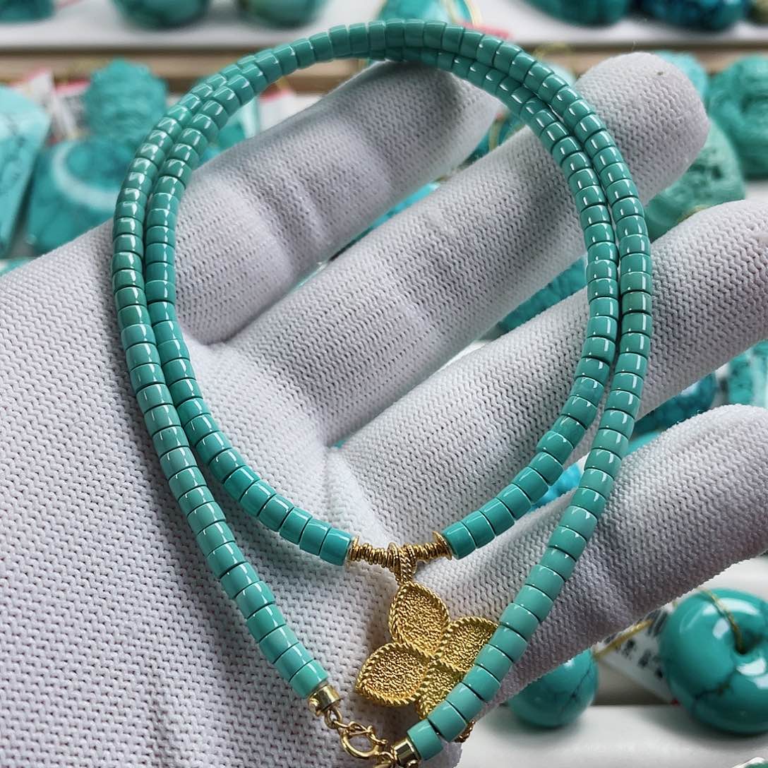 绿松石车挂18K金镶嵌尺寸4