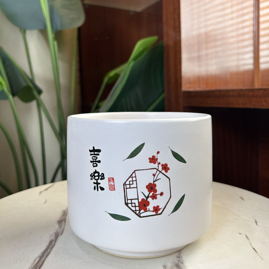 C220口14高12.5陶瓷透气花盆适合室内外蝴蝶兰发财树等绿植盆栽