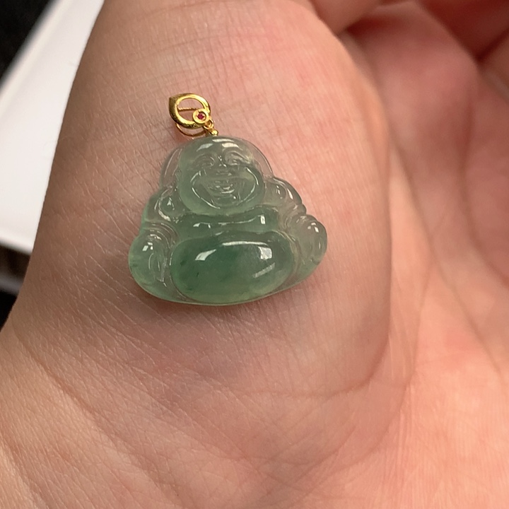 翡翠颈饰18K金镶嵌佛公