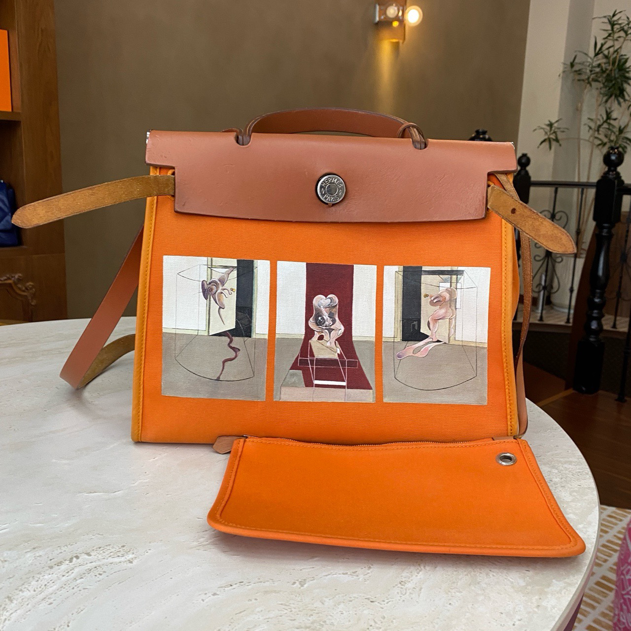 95新 Hermes/爱马仕 herbag 31爱马仕橙银扣框P