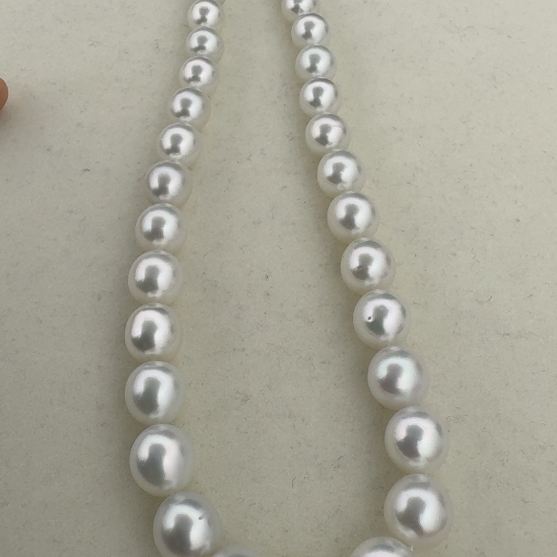 银S925镶嵌海水珍珠颈饰澳白近圆微瑕9-11.8mm