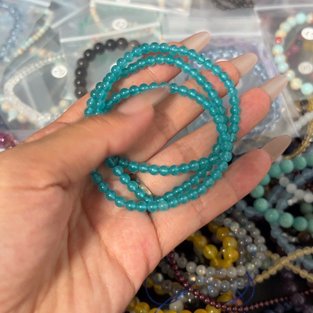 烟晶手链未镶嵌三圈天河石