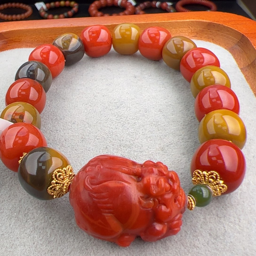 南红玛瑙（巧家老型貔貅手串11+）未镶嵌