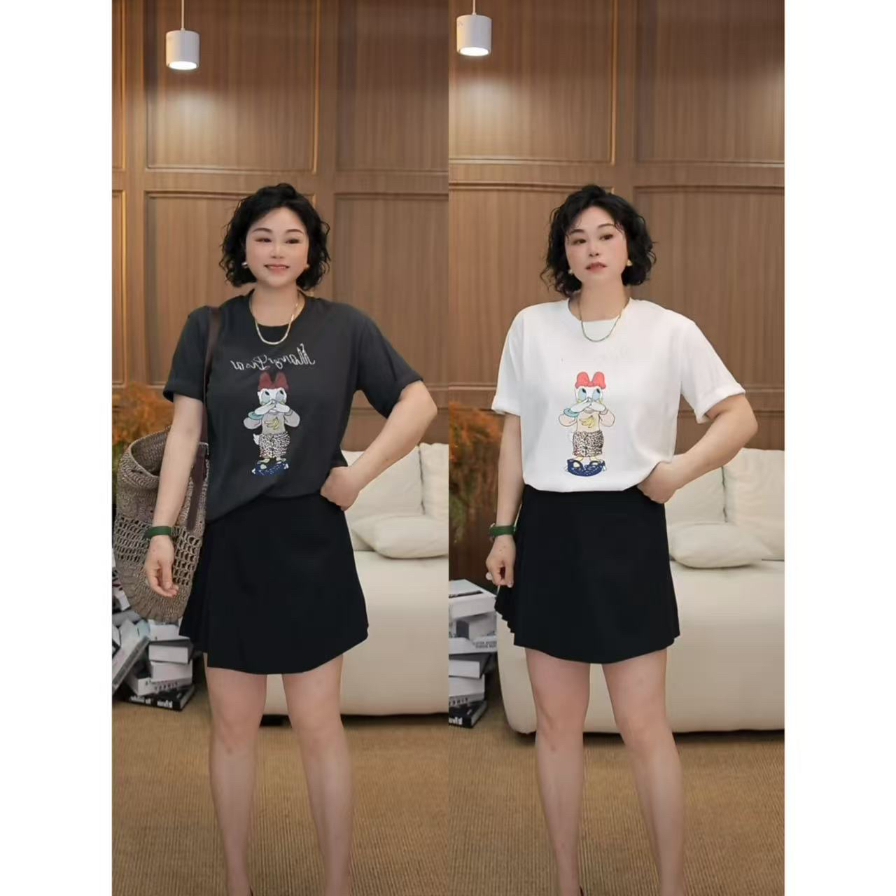 ZHONG大大【唐老鸭】夏季新款卡通印花百搭显瘦短袖T恤女上衣12603