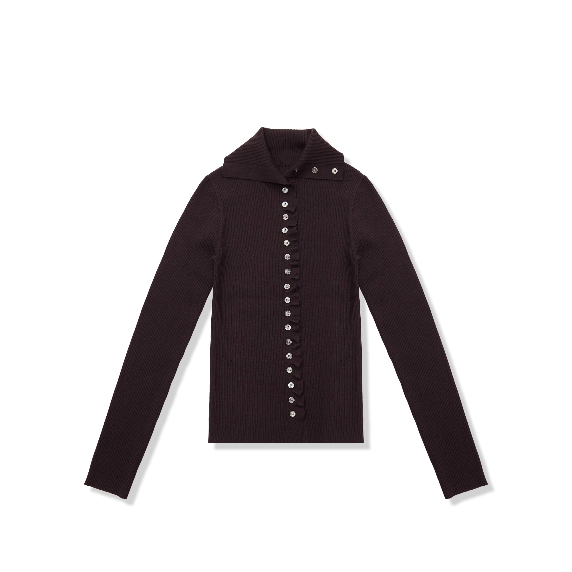 女装修身款波浪边针织开衫外套/22244