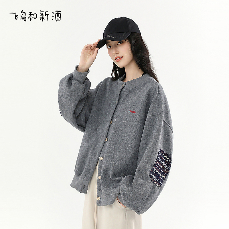 飞鸟和新酒春季时尚休闲小个子宽松棒球服短款外套女FA510071059