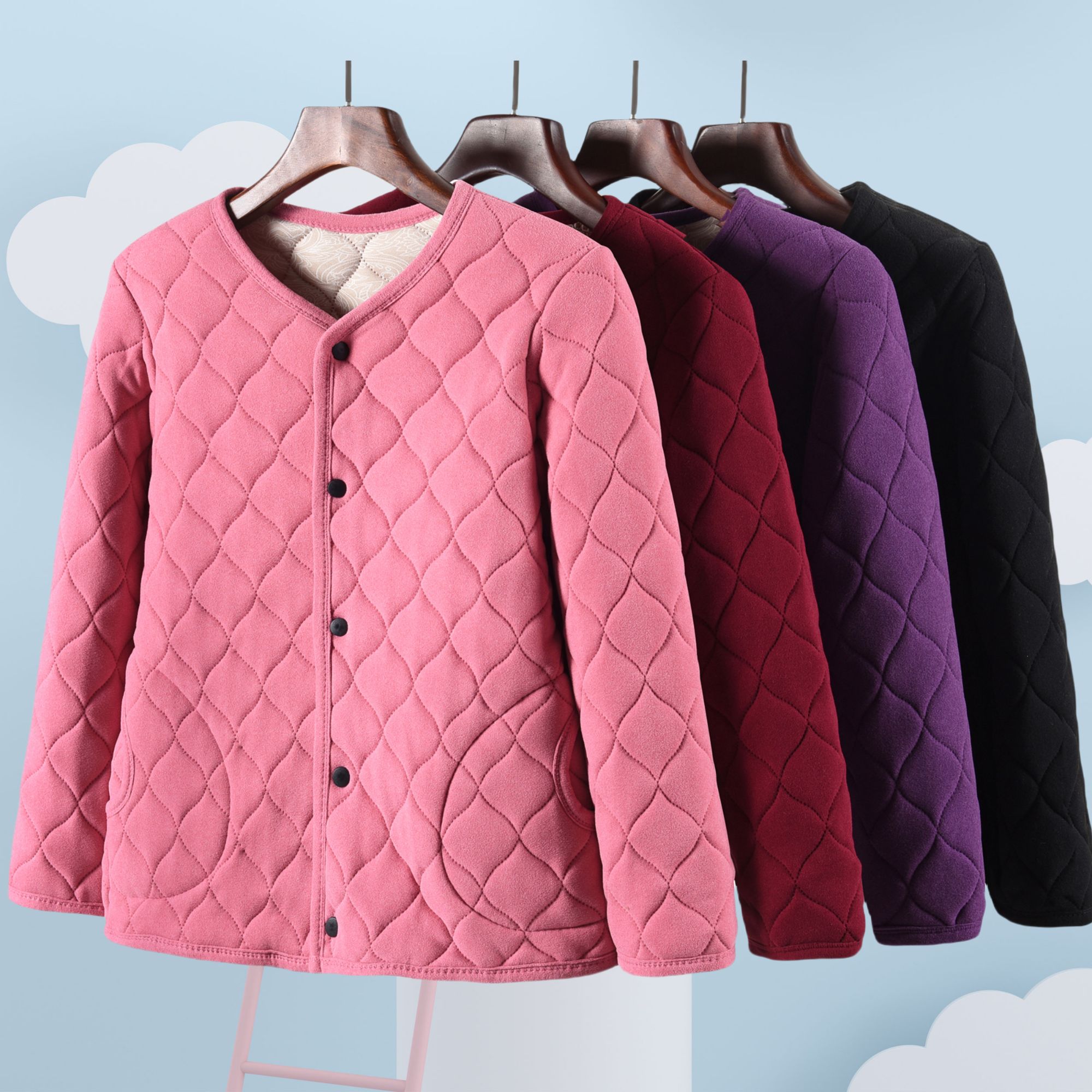  妈妈款秋冬德绒保暖棉衣短款大码棉衣中老年人秋冬内外搭棉衣