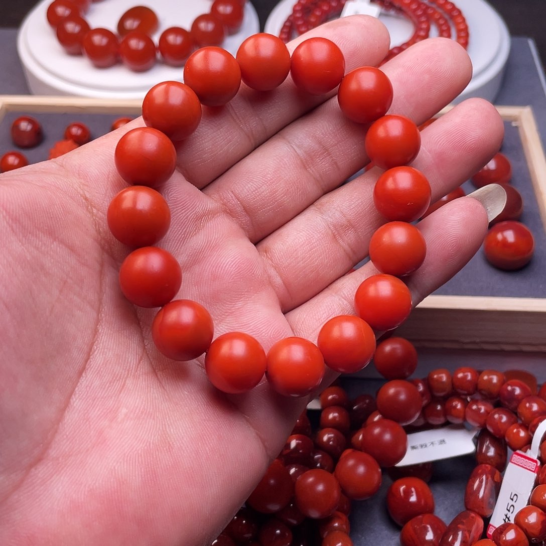 南红玛瑙未镶嵌三通保山13 mm手串