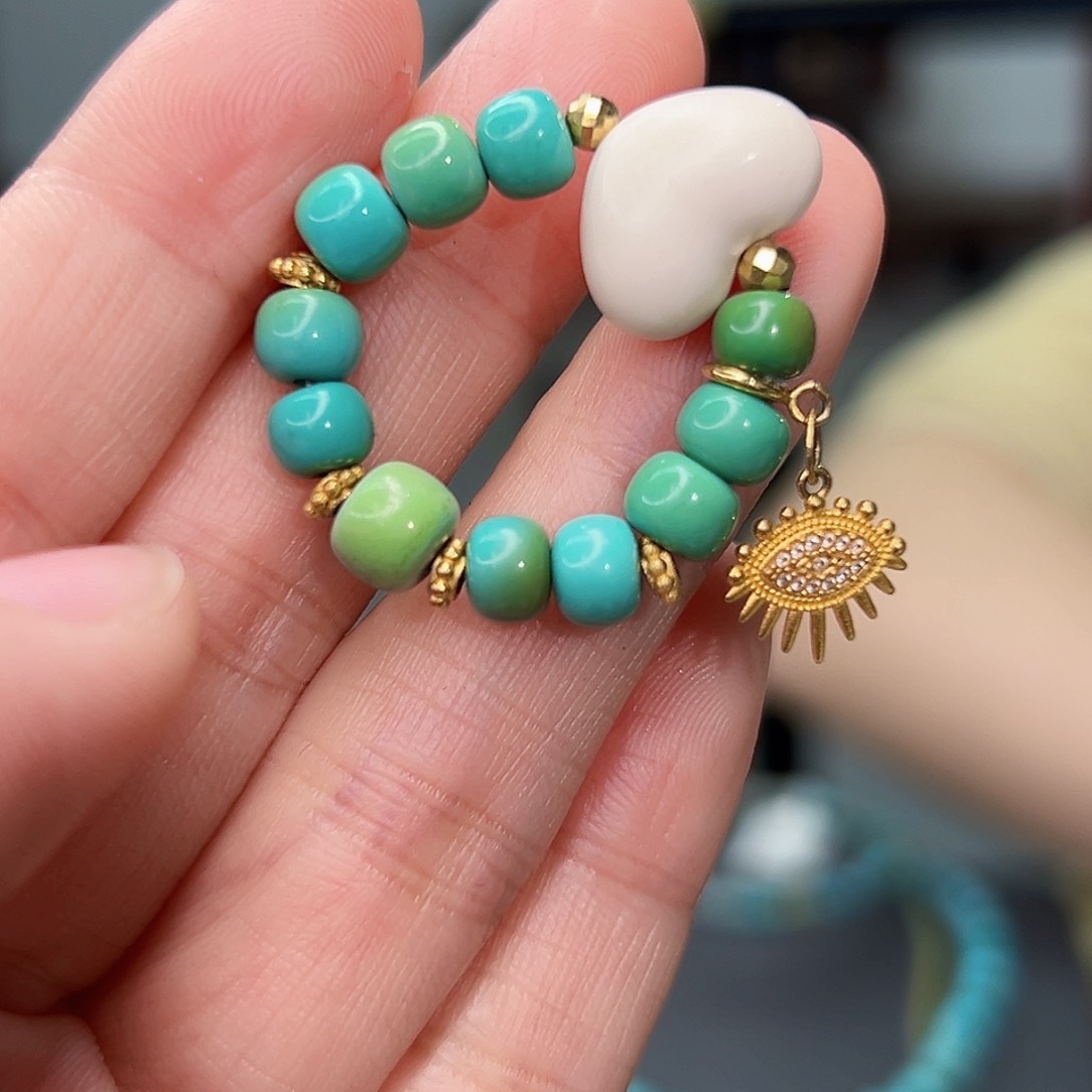 绿松石珠宝奇石18K金镶嵌