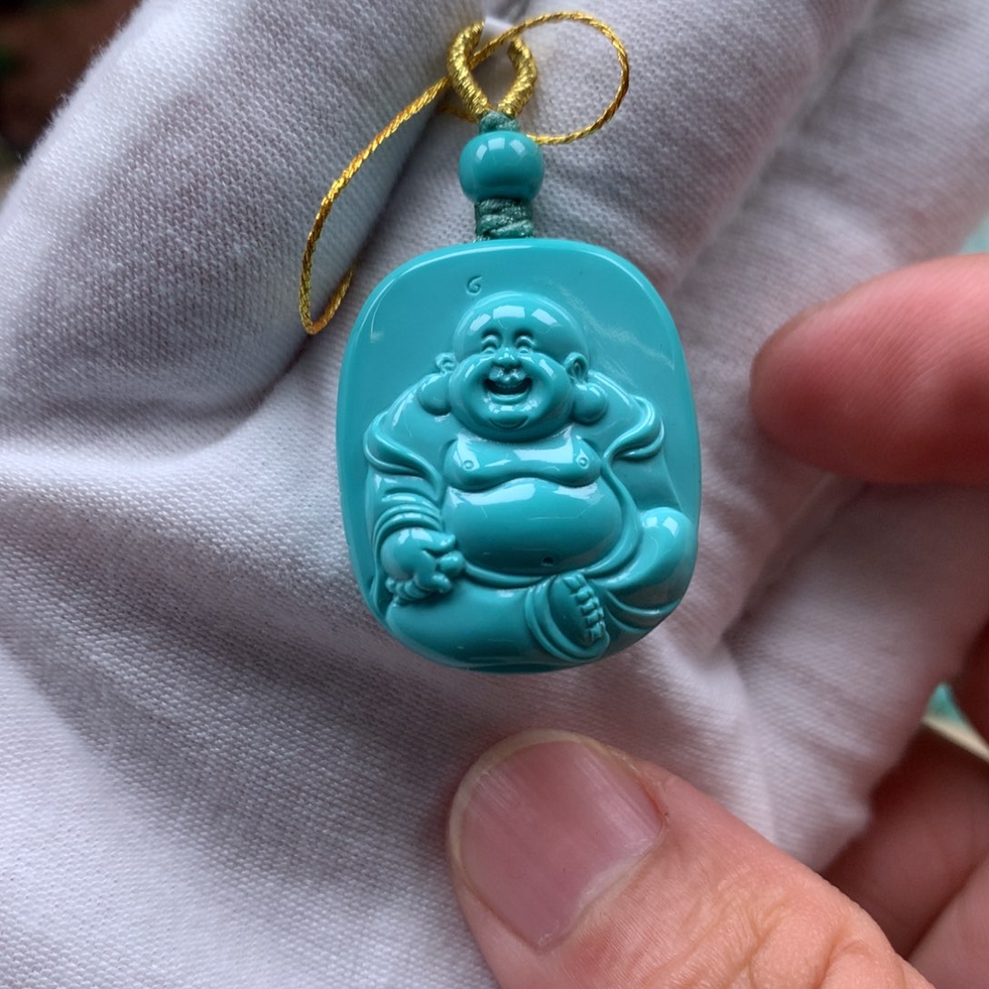 绿松石玉化料弥勒未镶嵌