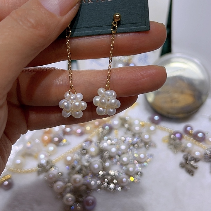 淡水珍珠爆米花大风吹银S925镶嵌