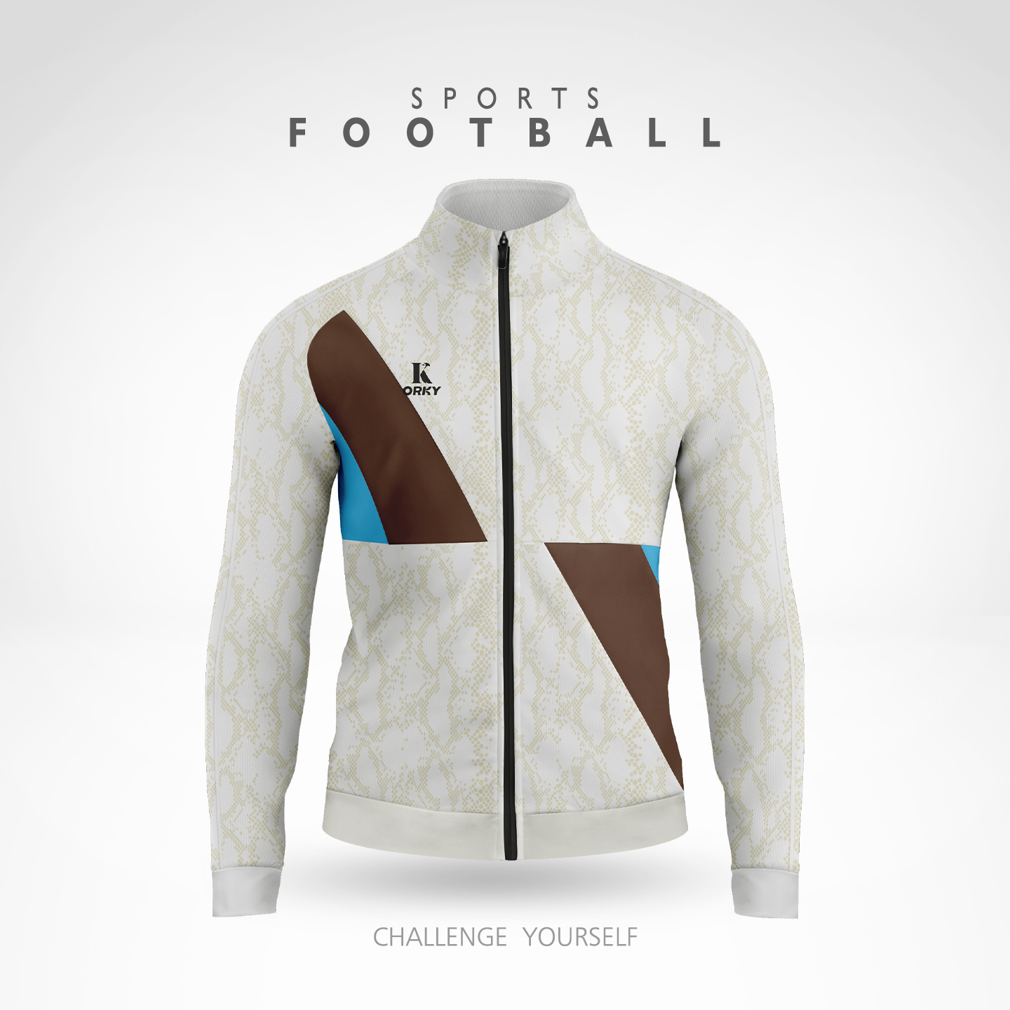 ORKY沃恺足球外套男定制长袖拉链夹克组队出场服训练跑步休闲运动