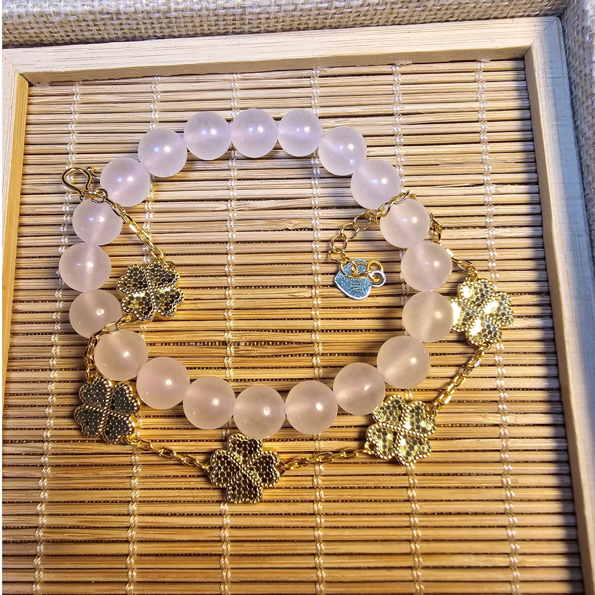 【小雨好物】爱心碎冰四叶草手链