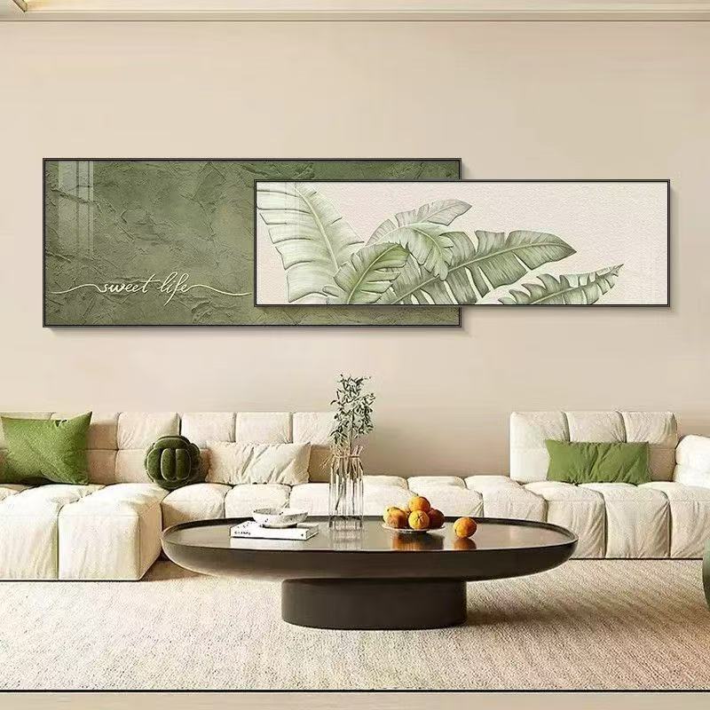 设计玄关装饰简约大气山水叠加挂画沙发墙画高端客厅沙发墙挂画