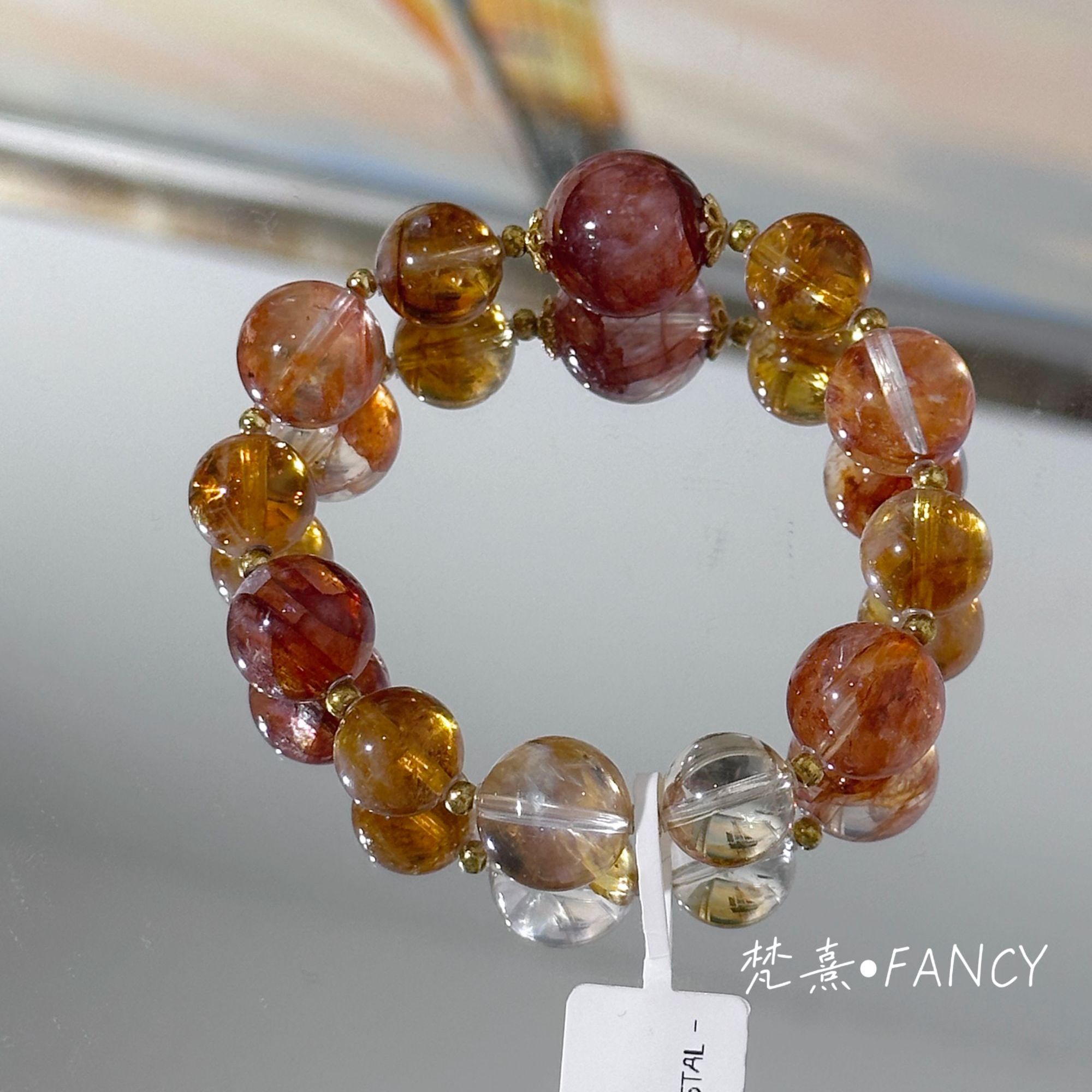 梵熹原创 【鸿运锦鲤】天然锦鲤胶花红黄胶花黄塔晶手串 多样性发一