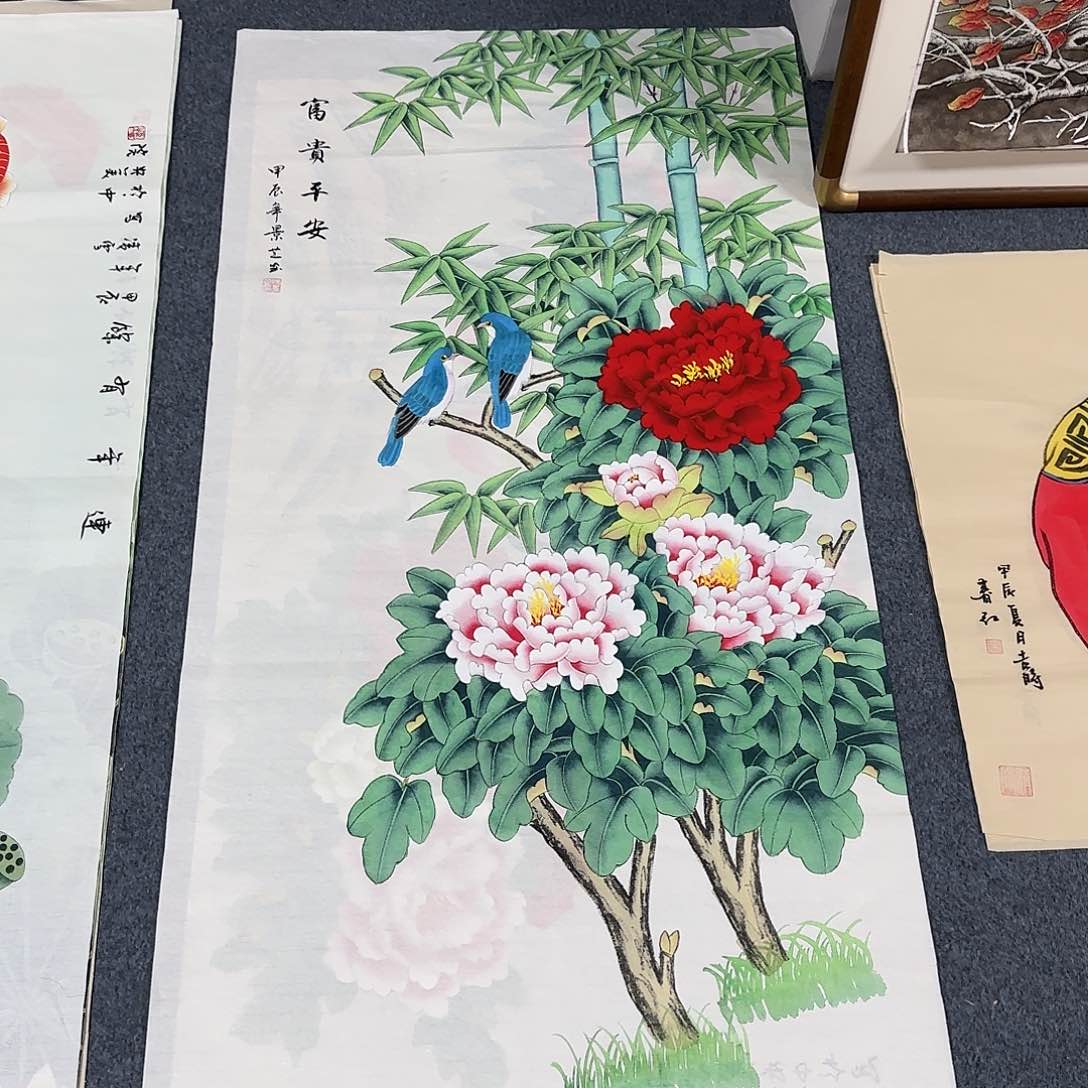 国画尺寸70X138手绘作品 