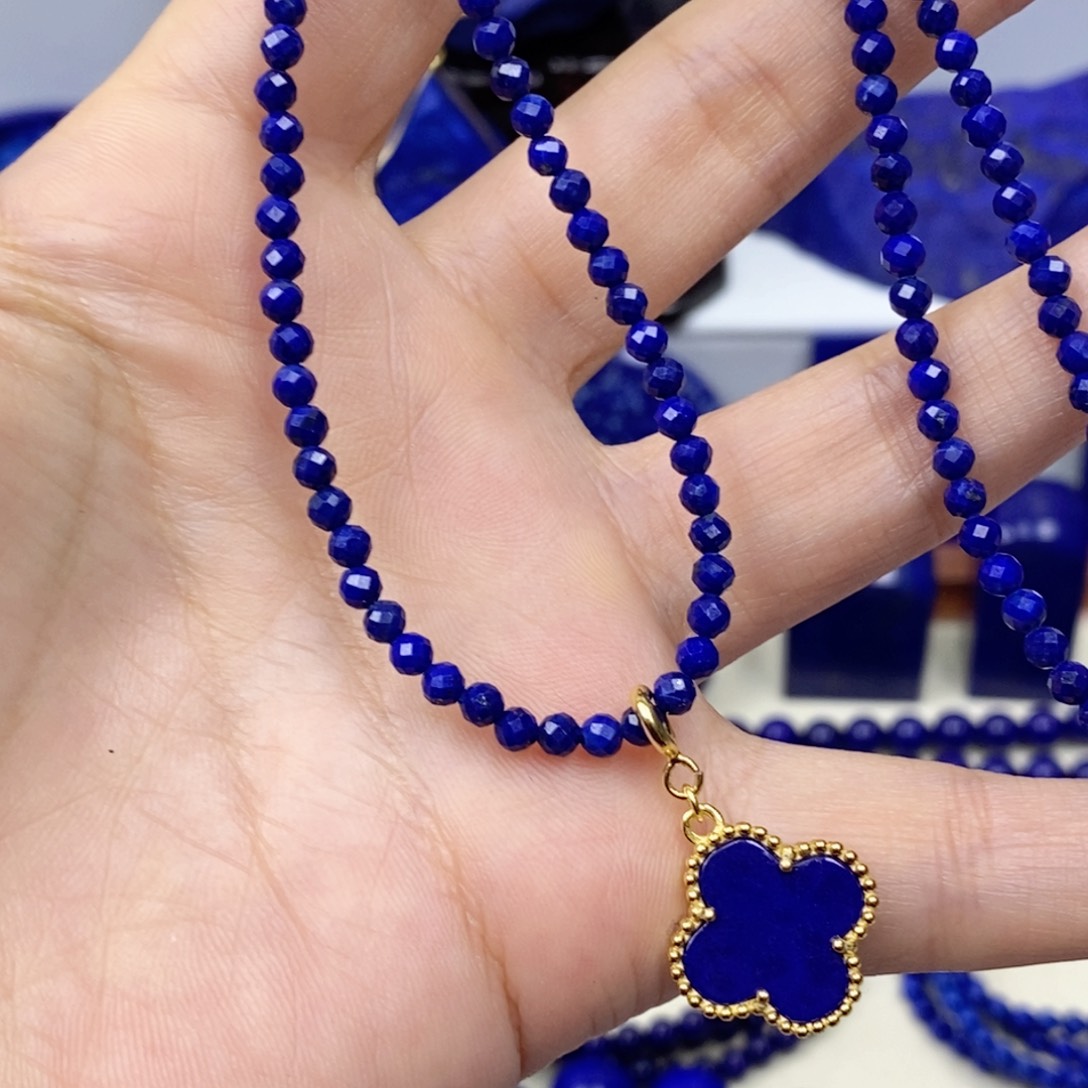 青金石颈饰银S925镀金镶嵌