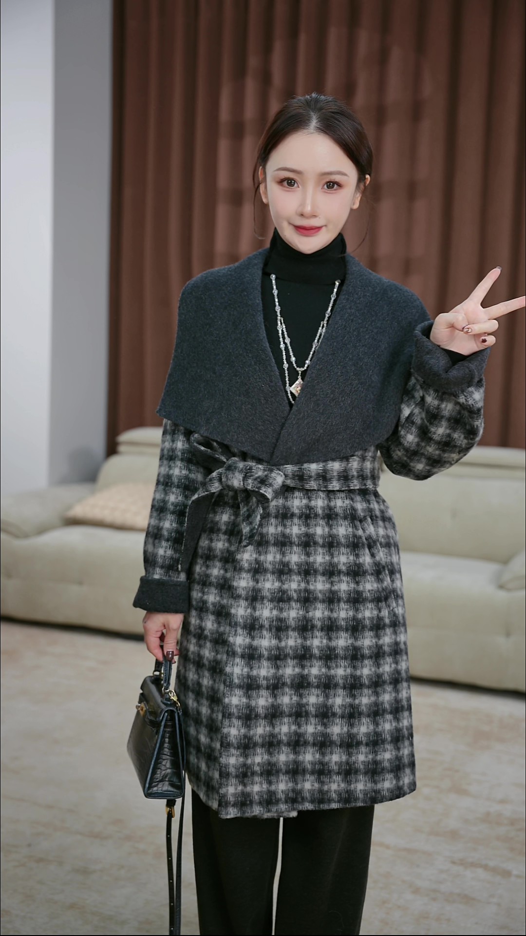 【珍选服饰】高端气质轻奢绵双面羊毛大衣外套中长款zbc021