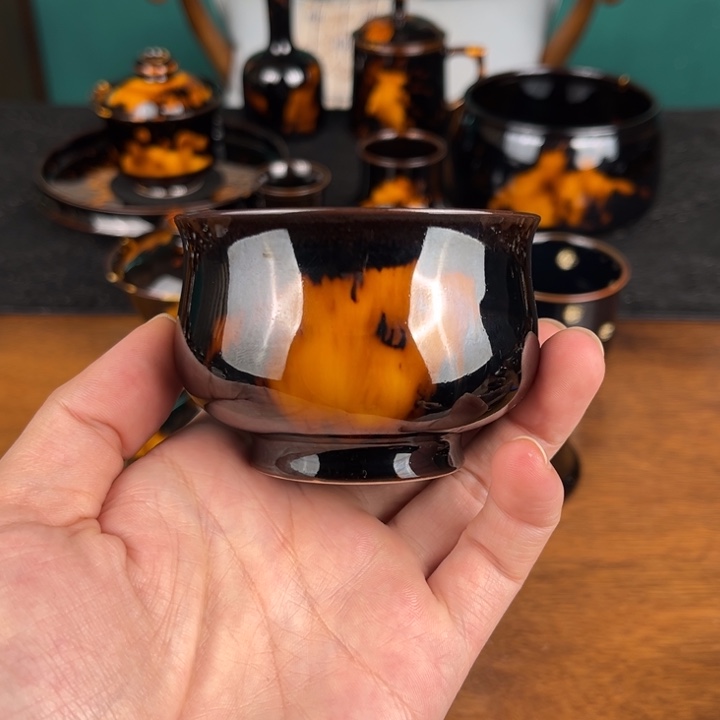 杯玳瑁釉高炉式杯