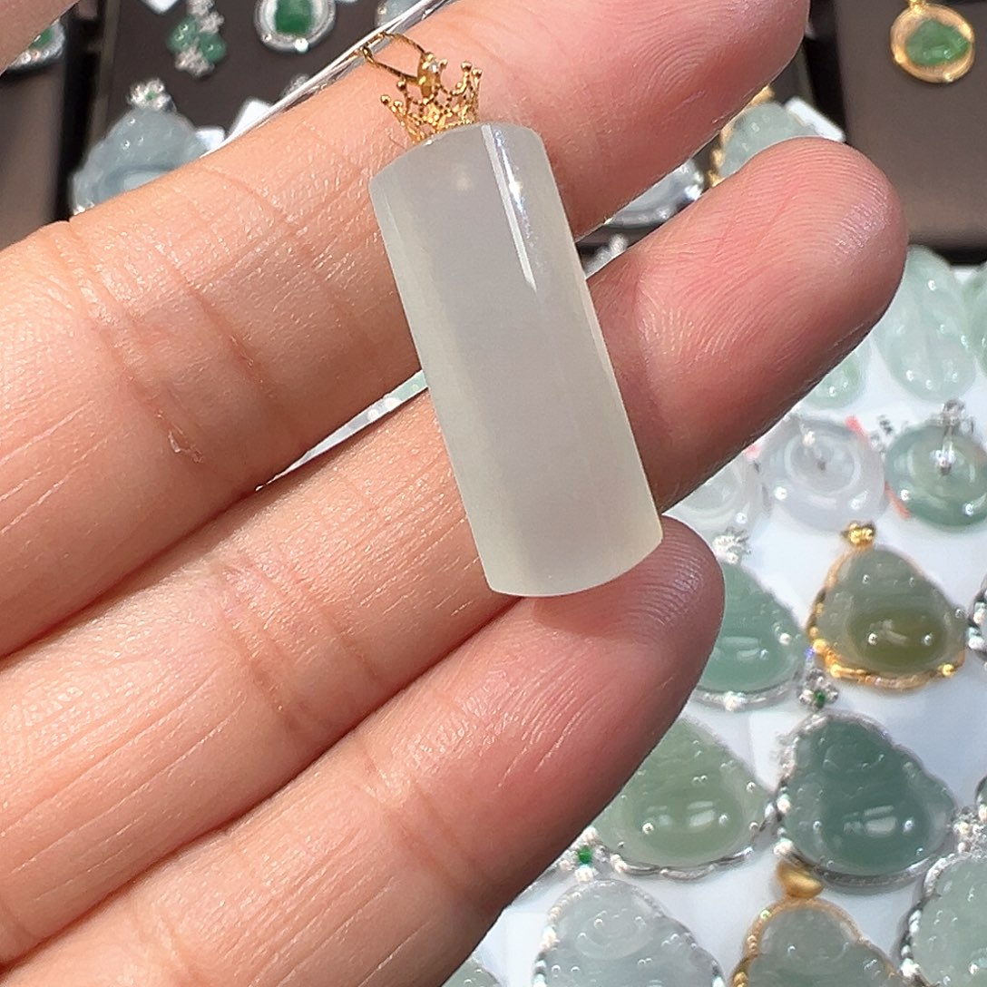 翡翠18K金镶嵌吊坠(不含链)无事牌