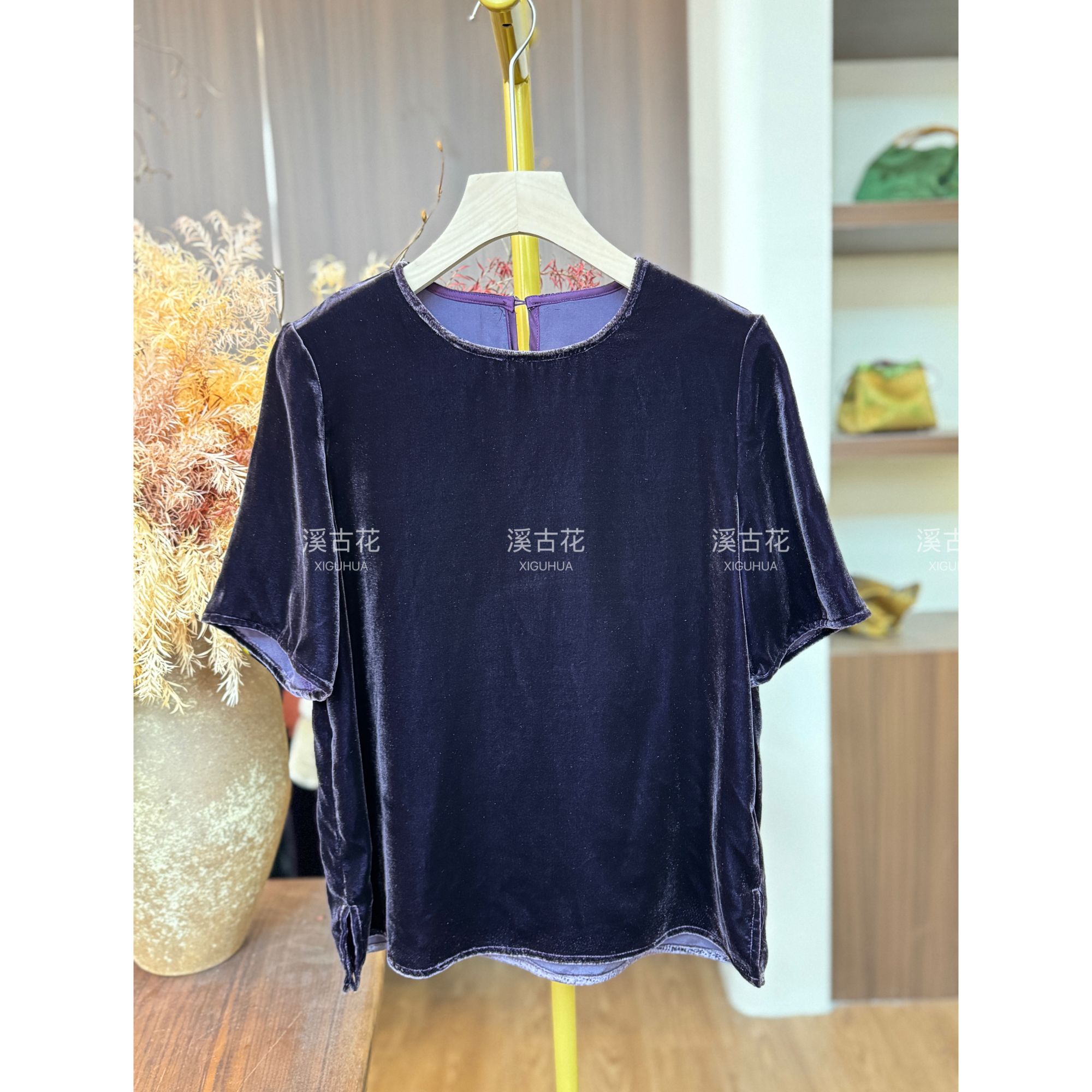 【柔美丝绒】2025新款100%桑蚕丝短袖 真丝丝绒半袖百搭高级上衣女