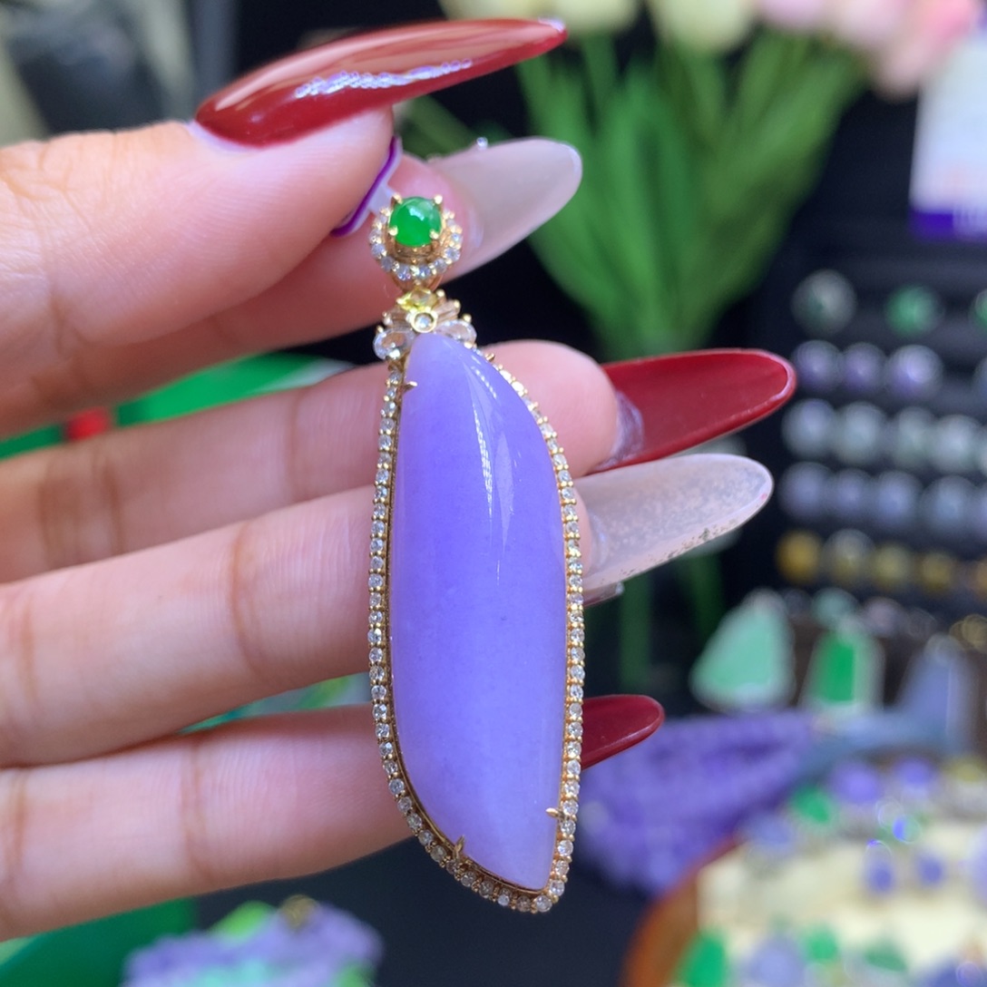 翡翠颈饰18K金镶嵌天然