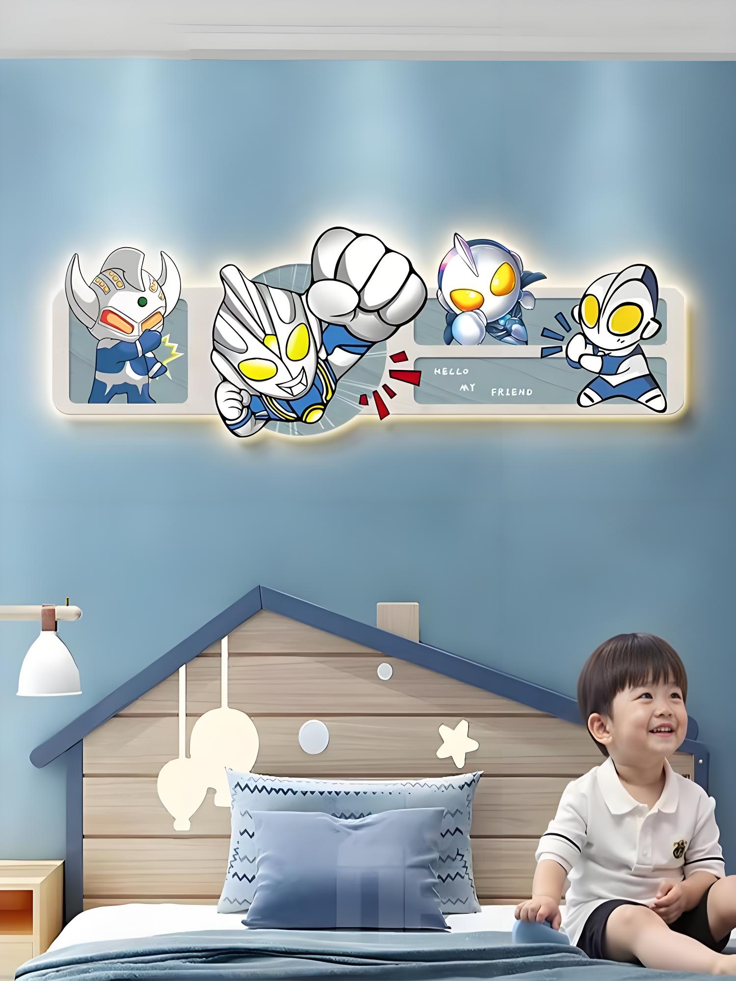 奧特曼宇卡通儿童房装饰画床头卧室男孩背景墙壁画男友风创意挂画