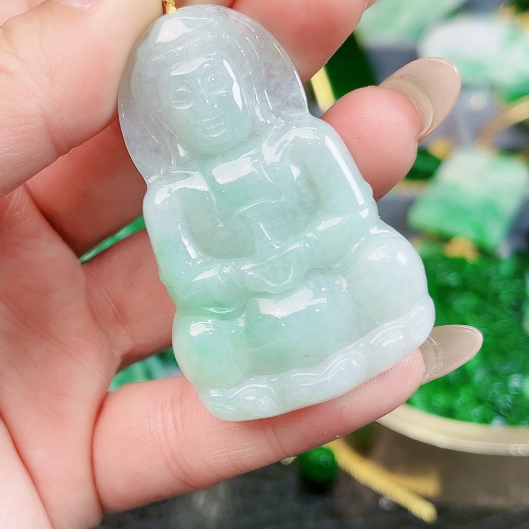 翡翠颈饰18K金镶嵌吊坠