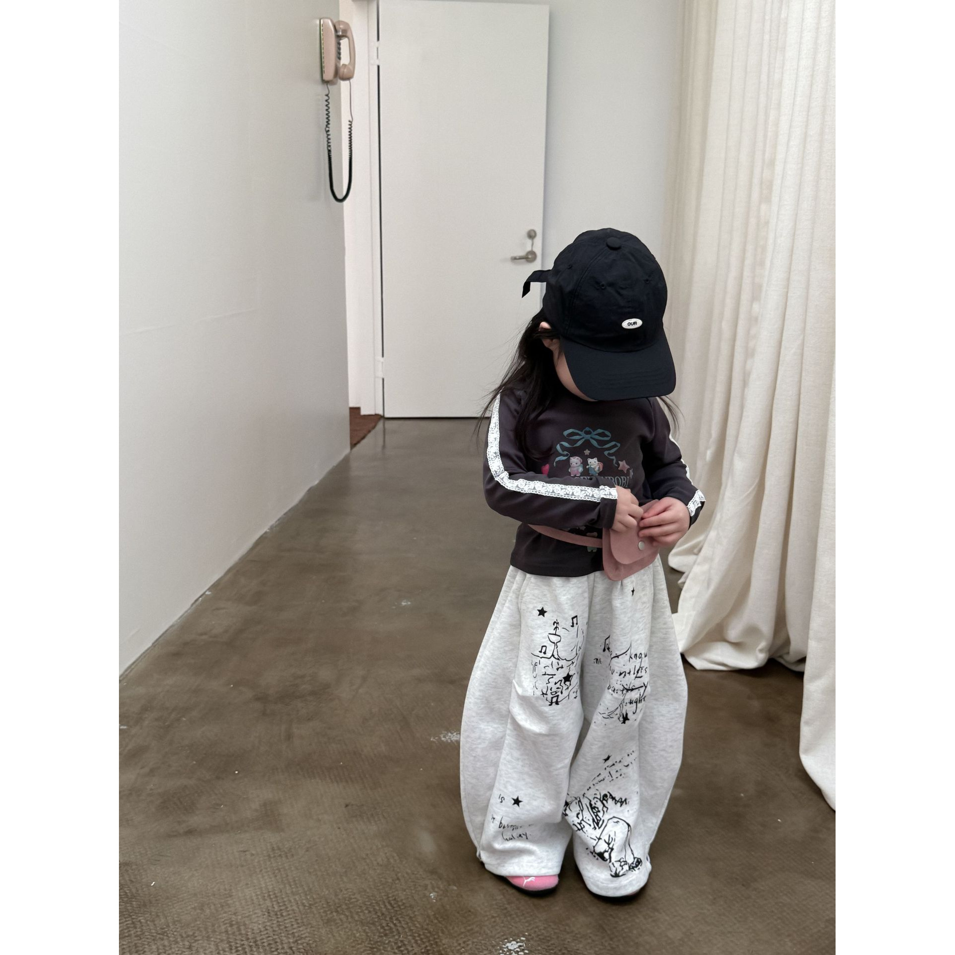 小粉象 ·女童2025秋季新款韩版卡通印花长袖T可爱印花卫裤套装